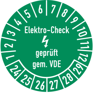 Pr&uuml;fplakette Elektro-Check gepr&uuml;ft gem. VDE in verschiedenen Variationen