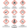 Rohrkennzeichnungsbänder für brennbare Gase Text nach Wahl mit je zwei GHS Symbolen nach Wahl