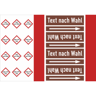 Rohrkennzeichnungsbänder für brennbare Flüssigkeiten Text nach Wahl mit je drei GHS Symbolen nach Wahl Ausf. B für Rohre unter 50 mm Ø - 33 m Rollen ca. 180 mm Breite gesundheitsschädlich gesundheitsschädlich gesundheitsschädlich