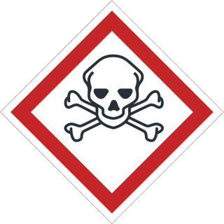 Gefahrstoffetiketten mit GHS-Symbolen giftig in Rollenware zu 1.000 Stück sofort lieferbar