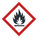 Gefahrstoffetiketten mit GHS-Symbolen Flamme selbstentzündlich in Rollenware zu 500 Stück sofort lieferbar