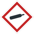 Gefahrstoffetiketten mit GHS-Symbolen Gasflasche in Rollenware zu 1.000 Stück sofort lieferbar