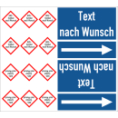 Rohrkennzeichnungsbänder nach DIN 2403 mit drei GHS-Symbolen Text nach Wahl in verschiedenen Variationen Ausf. A für Rohre über 50 mm Ø - 33 m Rollen ca. 160 mm Breite blau ätzend ätzend ätzend