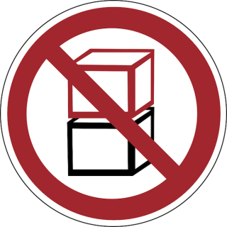 Verbotsschild bestehend aus einer selbstklebenden Folie mit transparenter Schutzabdeckung &uuml;bereinander stapeln verboten in verschiedenen Variationen