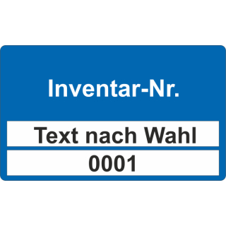 Fortlaufende nummerierte Etiketten zweizeilig Inventar-Nr. in verschiedenden Variationen und Rollenware erhältlich