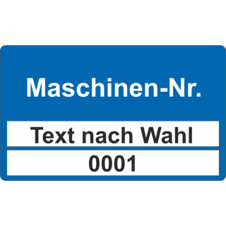 Fortlaufende nummerierte Etiketten zweizeilig Maschinen-Nr. in verschiedenden Variationen und Rollenware erhältlich