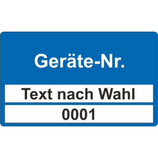 Fortlaufende nummerierte Etiketten zweizeilig Geräte-Nr. in verschiedenden Variationen und Rollenware erhältlich