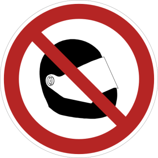 Selbstklebendes Verbotsschild aus einer hochwertigen Folie  mit transparenter Schutzabdeckung Motorradhelm tragen verboten in verschiedenen Variationen