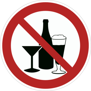 Selbstklebendes Verbotsschild aus einer hochwertigen Folie  mit transparenter Schutzabdeckung Genuss von Alkohol verboten in verschiedenen Variationen