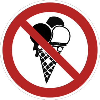 Verbotsschild bestehend aus einer selbstklebenden Folie mit transparenter Schutzabdeckung Eisessen verboten in verschiedenen Variationen