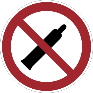 Rote Verbotsschilder Einbringen von Druckgasflaschen verboten Rolle  300 x 400 mm Kombischild /PE Kunststoff