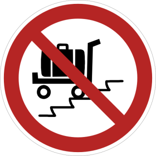 Rote Verbotsschilder Benutzung der Rolltreppe mit Last-/Kofferwagen verboten Rolle  30 mm ca. 285 Stück/Rolle