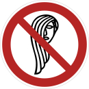 Rote Verbotsschilder Bedienung mit langen Haaren verboten