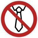 Rote Verbotsschilder Bedienung mit Krawatte verboten in...