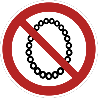 Rote Verbotsschilder Bedienung mit Halskette verboten