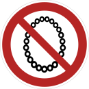 Rote Verbotsschilder - Bedienung mit Halskette verboten...