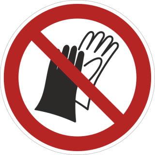 Rote Verbotsschilder Schutzhandschuhe tragen verboten