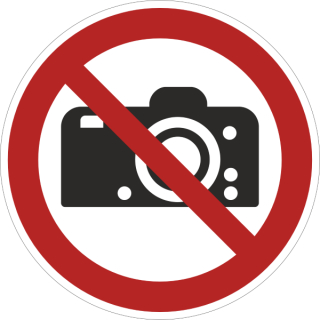 Selbstklebendes Verbotsschild aus einer hochwertigen Folie  mit transparenter Schutzabdeckung Fotografieren verboten in verschiedenen Variationen