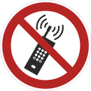 Rote Verbotsschilder - Mobilfunk verboten in 100 mm...