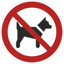 Rote Verbotsschilder Mitführen von Tieren verboten