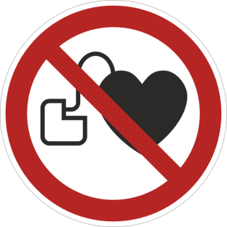 Selbstklebendes Verbotsschild aus einer hochwertigen Folie  mit transparenter Schutzabdeckung Verbot für Personen mit Herzschrittmacher in verschiedenen Variationen