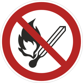 Rote Verbotsschilder Feuer, offenes Licht und Rauchen verboten in 200 mm Ø - 10 Stück/VE