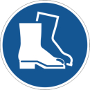 Blaue Gebotschsschilder Schutzschuhe benutzen in...