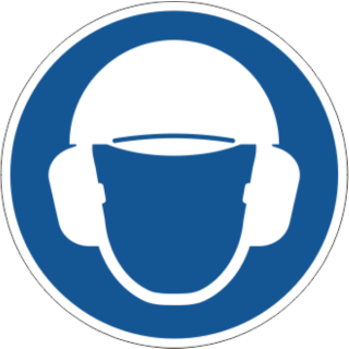Blaue Gebotschsschilder Kopf-und Gehörschutz benutzen in ausgestanzt rundem Format