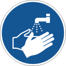 Gebotsschild Hände waschen in verschiedenen Variationen