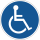 Gebotsschild Intern. Zeichen für Rollstuhlfahrer in verschiedenen Variationen
