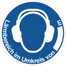 Blaue Gebotschsschilder Gehörschutz im...