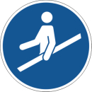 Blaue Gebotschsschilder Am Handlauf festhalten in...