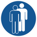 Blaue Gebotschsschilder Anwesenheit einer zweiten Person...