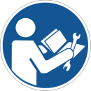 Blaue Gebotschsschilder Wartungsbuch in ausgestanzt...