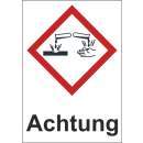 GHS Gefahrenstoffetiketten Achtung &auml;tzend bestehend aus zu 1.000 Stk/Rolle sofort lieferbar