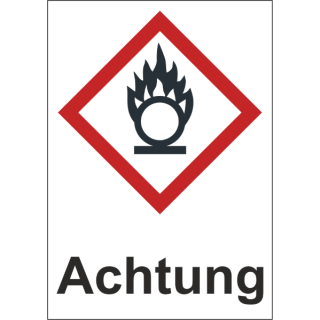 GHS Gefahrenstoffetiketten Achtung Flamme brandf&ouml;rdernd  u 1.000 Stk/Rolle sofort lieferbar