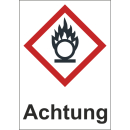 GHS Gefahrenstoffetiketten Achtung Flamme brandfördernd bestehend aus Papierqualität 18 x 26 mm 500 Stck/Rolle