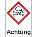 GHS Gefahrenstoffetiketten Achtung giftig bestehened aus...