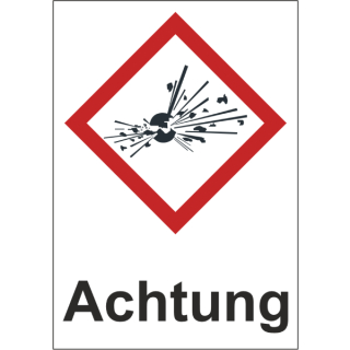 GHS Gefahrenstoffetiketten Achtung Explosionsgefahr zu 1.000 Stk/Rolle sofort lieferbar