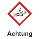 GHS Gefahrenstoffetiketten Achtung Explosionsgefahr bestehend aus Papierqualität 18 x 26 mm 500 Stck/Rolle