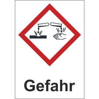 GHS Gefahrenstoffetiketten Gefahr ätzende Wirkung bestehend aus Papierqualität 18 x 26 mm 500 Stck/Rolle
