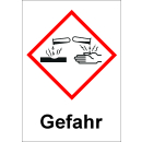 GHS Gefahrenstoffetiketten Gefahr ätzende Wirkung bestehend aus Papierqualität 18 x 26 mm 500 Stck/Rolle