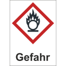 GHS Gefahrstoffetiketten Gefahr Flamme brandfördernd zu 500 Stk/Rolle sofort lieferbar