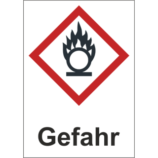 GHS Gefahrenstoffetiketten Gefahr Flamme brandfördernd bestehend aus Papierqualität 18 x 26 mm 500 Stck/Rolle