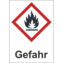 GHS Gefahrstoffetiketten Gefahr Flamme selbstentzündlich zu 500 Stk/Rolle sofort lieferbar