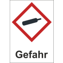 GHS Gefahrenstoffetiketten Gefahr komprimierte Gase (Gasflasche) zu 1.000 Stk/Rolle sofort lieferbar