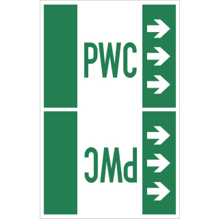 Rohrkennzeichnungsbänder nach DIN 2403 PWC für Kurzzeichen Trinkwasser für Trinkwasserleitungen - 80 mm Bandbreite und 33 m Rollenlänge