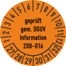 Pr&uuml;fplaketten Gepr&uuml;ft gem. DGUV Information...