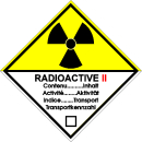 Gefahrgutetiketten nach GGVSEB/ADR, RID, IMDG(Seefahrt) und IATA(Luftfahrt) Radioaktive Stoffe, Klasse 7, Kategorie 2 zu 500 Stück/Rolle