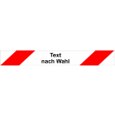 Rot-weißes Gewebeabsperrband schraffiert Text nach Wahl in 40 mm Breite und 50 Meter Rollenlänge